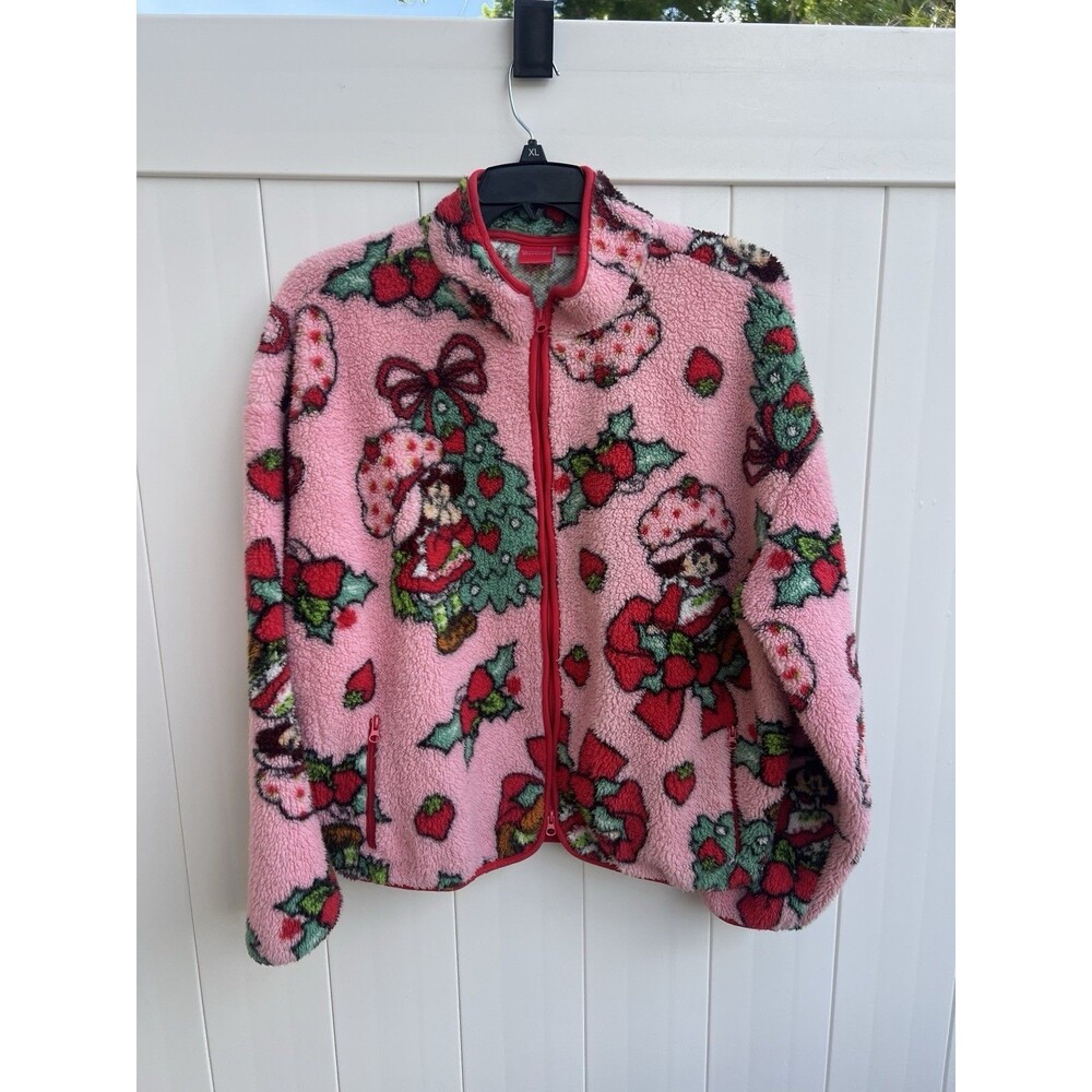 Strawberry Shortcake Sherpa Pullover Zip Up Jacket size XL Christmas